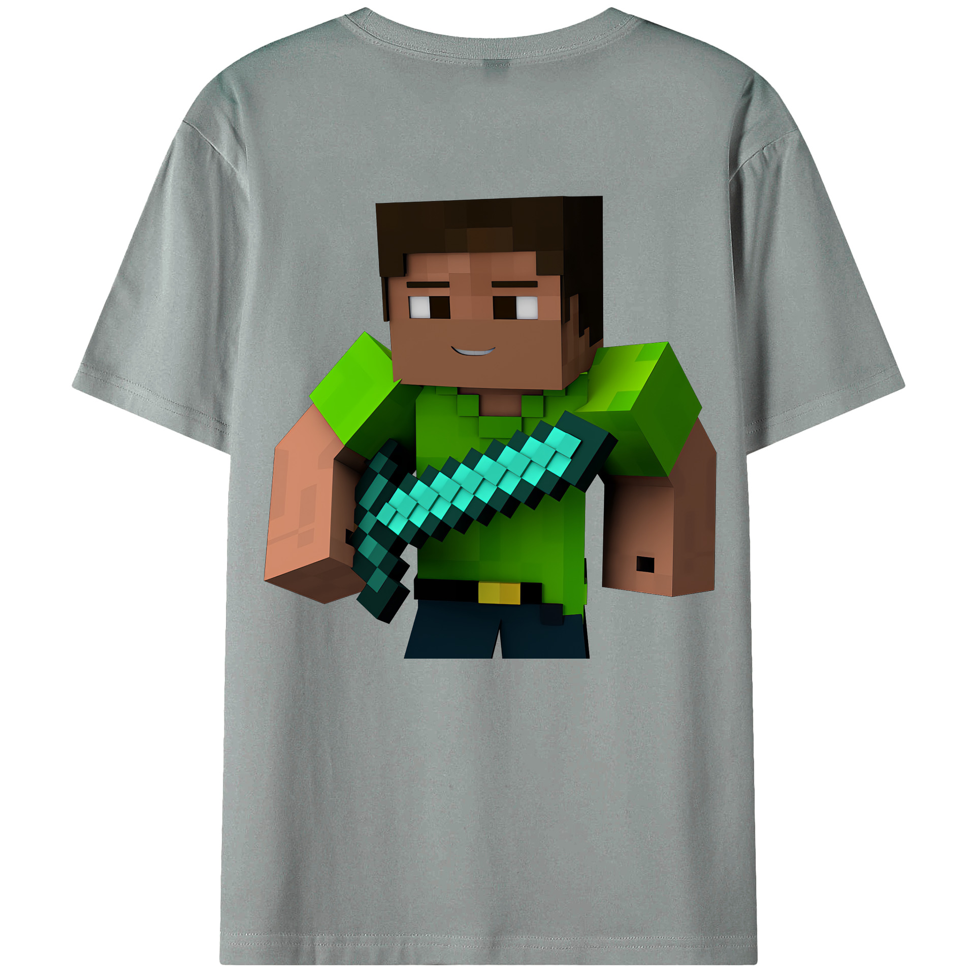 （画像用） マインクラフト ブロックの世界 Minecraft MC Block world 綿100％ メンズ半袖Tシャツ（バックプリント） 通気性